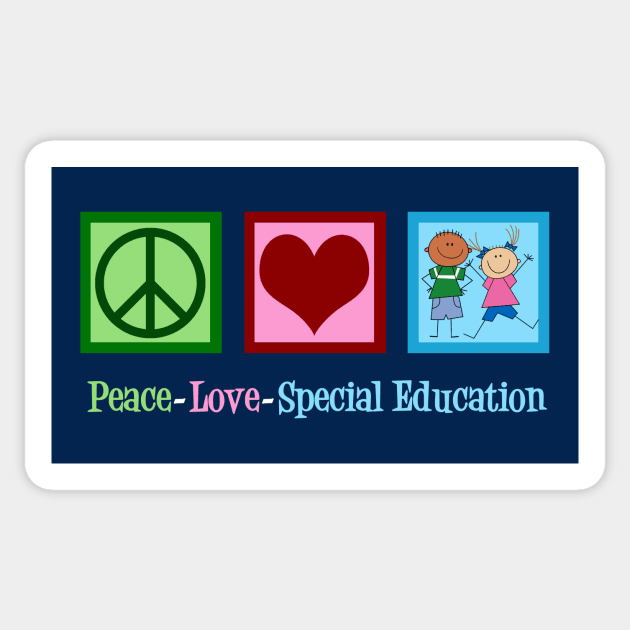 Peace Love Special Education Teacher Sticker by epiclovedesigns